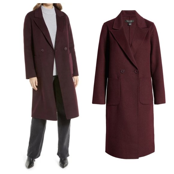 Halogen Double Face Wool Coat Burgundy - Picture 1 of 2